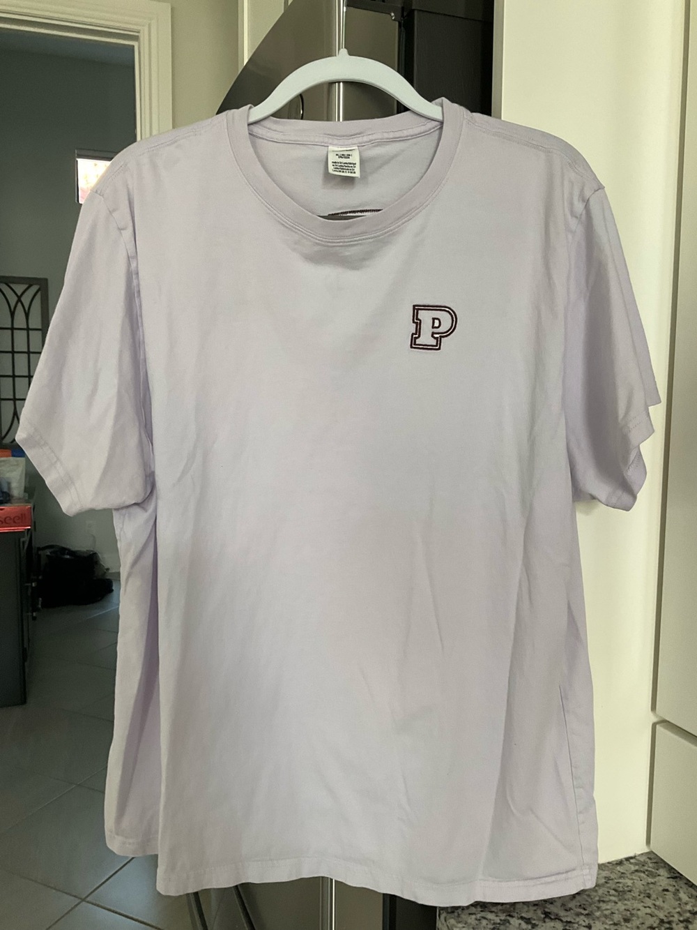 PINK Victoria's Secret Lavender Short-Sleeve Crewneck T-Shirt with P Patch